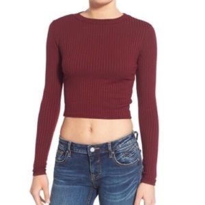 Nordstrom BP Ribbed Cropped Long Sleeve Top